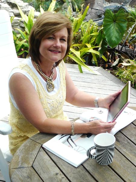Nicola Cumming enjoys her new outdoor office among her gardens at home.